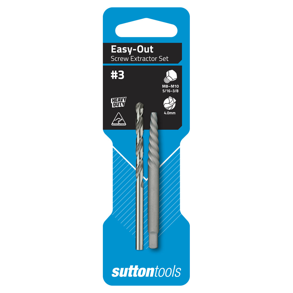 SUTTON SCREW EXTRACTOR M602 NO.5 SET WITH 19/64'' STUB DRILL CARDED